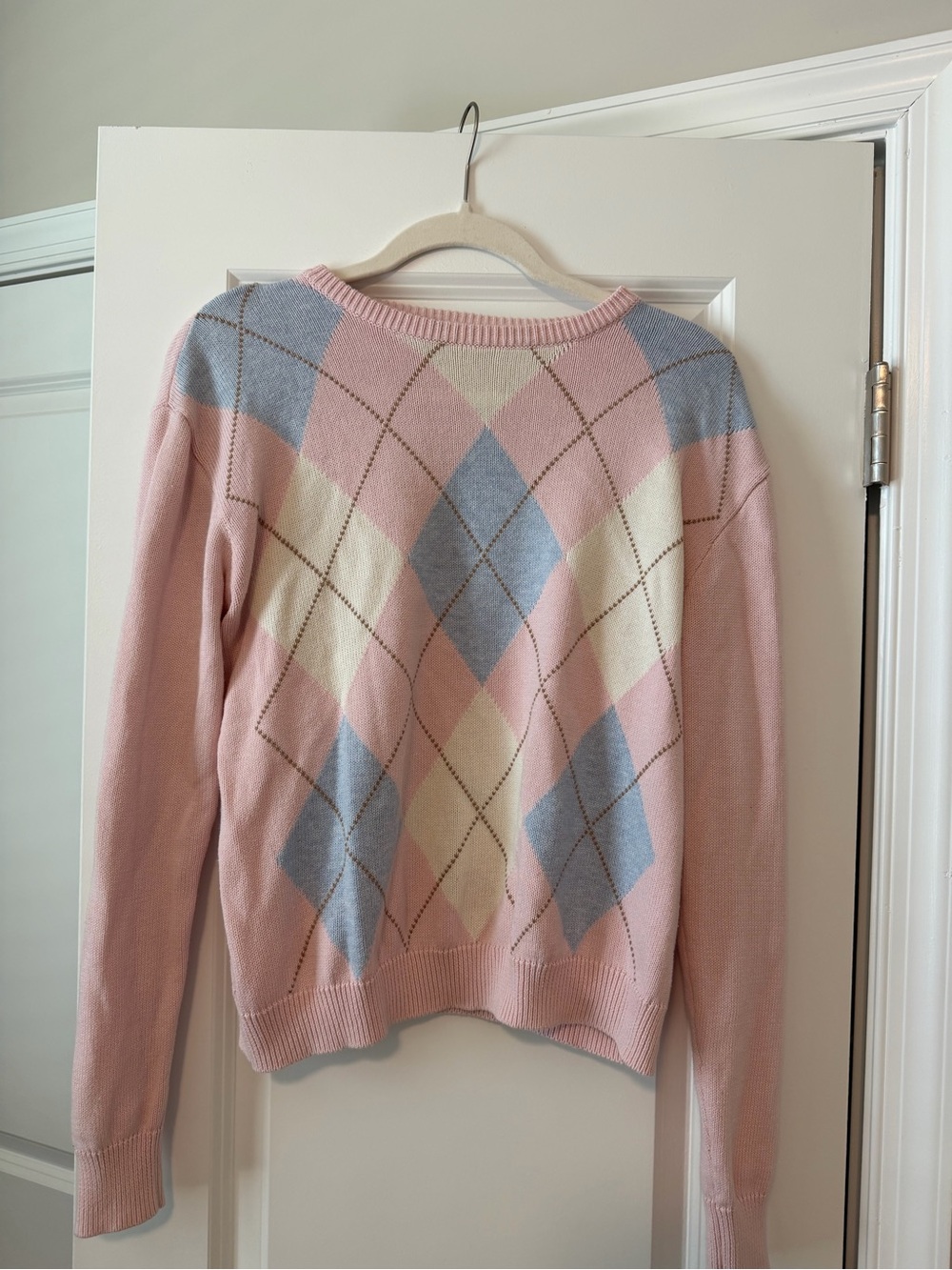 Vintage Brandy Melville Pastel Argyle Crewneck Sweater - Pink, Blue, Cream
